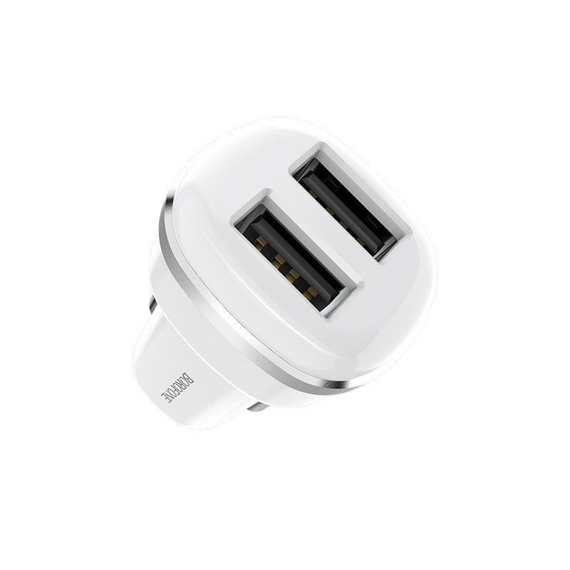 Borofone BZ13 autós töltő (2xUSB port), 5V 2,4A, fehér
