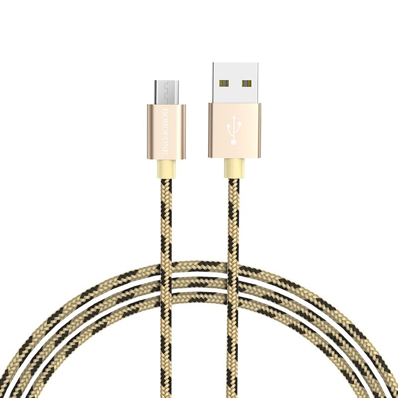 Borofone BX24 microUSB kábel, szövet, 1m, arany