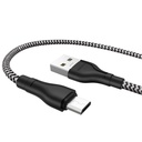 Borofone BX39 microUSB kábel, szövet, 3A, 1m, fekete/ fehér