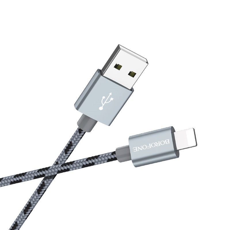 Borofone BX24 lightning kábel, szövet, 1m, metálszürke