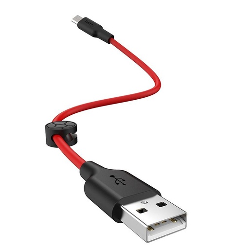 Hoco X21 Plus microUSB kábel, 3A, 0.25M, fekete - piros