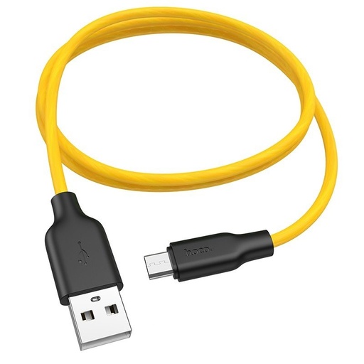 Hoco X21 Plus microUSB kábel, fluoreszkáló, 1M, 2.4A, szilikon, sárga