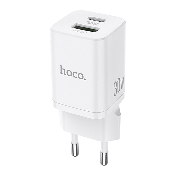 Hoco N13 hálózati gyorstötlő (QC, PD), PD 30W + QC 3.0, fehér