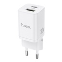 Hoco N13 hálózati gyorstötlő (QC, PD), PD 30W + QC 3.0, fehér