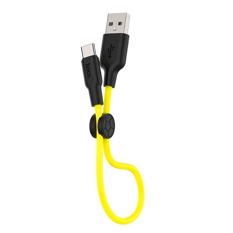 Hoco X21 Plus type-C kábel, fluoreszkáló, 0.25M, 2.4A, szilikon, fekete - sárga