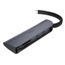 Hoco HB17 HUB, alumínium ötvözet, 3x USB 3.0 port, 5Gbps, SD / SDHC / SDXC, SD3.0 UHS-1, szürke