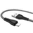 Borofone BX39 lightning kábel, 3A, 1M, szövet, fekete - fehér