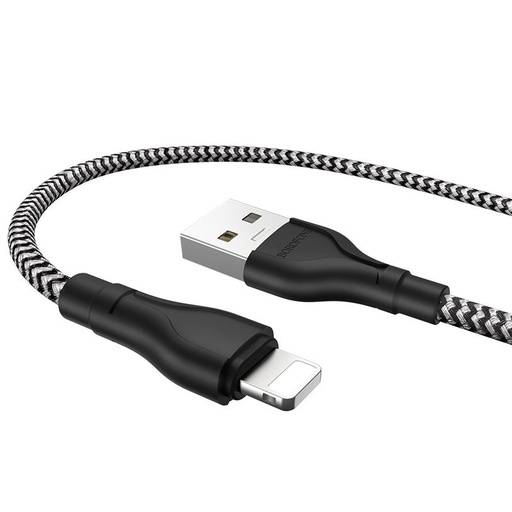 Borofone BX39 lightning kábel, 3A, 1M, szövet, fekete - fehér