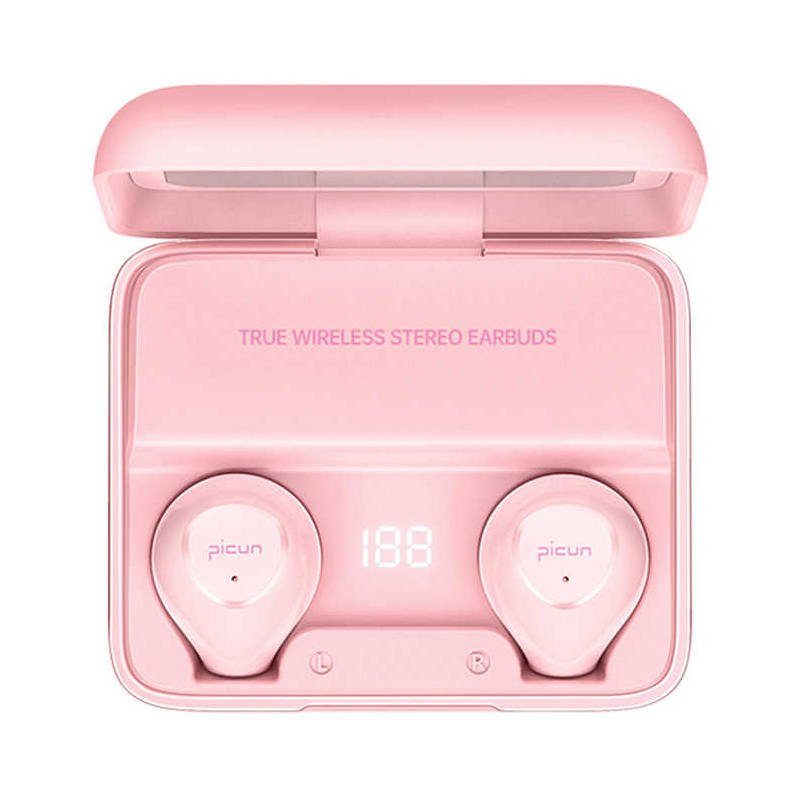 Picun W13 vezeték nélküli headset, BT 5.0, LED állapotjelző, pink