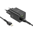 Hoco N13 hálózati gyorstöltő (QC + PD csatlakozó) PD lightning kábel, PD 30W + QC 3.0, fehér