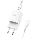Hoco N13 hálózati gyorstöltő (QC + PD csatlakozó), PD type-C kábel, PD 30W + QC 3.0, fehér
