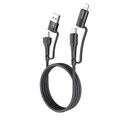 Hoco U101 adatkábel 4 az 1-ben, USB-A - USB-C + USB-C - lightning, 4 az 1-ben, fekete