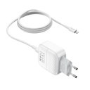 Borofone BA46A hálózati gyorstöltő (QC + PD csatlakozó), PD lightning kábel, QC 3.0 max 18W, fehér