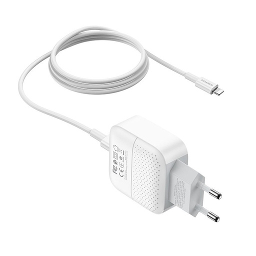 Borofone BA46A hálózati gyorstöltő (QC + PD csatlakozó), PD lightning kábel, QC 3.0 max 18W, fehér