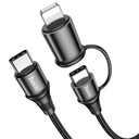 Hoco X50 2in1 type-c & lightning PD gyorstöltő kábel, max. 60W 20V/3A, szövet, fekete