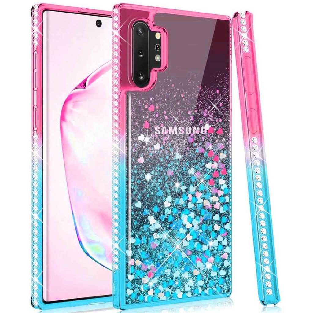 Apple iPhone 12/12 Pro diamond liquid hátlap tok (pink-kék)