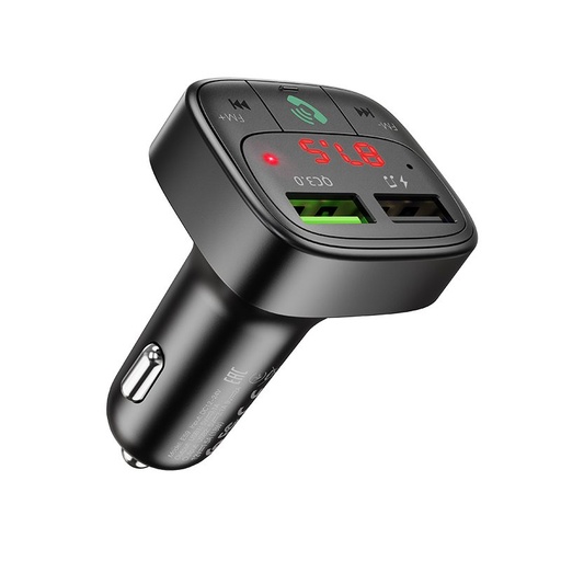 Hoco E59 FM transmitter, QC 3.0 gyorstöltő 18W, LED állapotjelző, BT 5.0, fekete