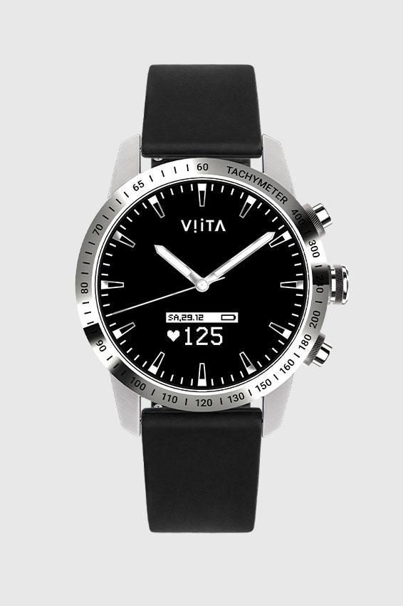 Viita HRV Tachymeter Leather okosóra, aktivitásmérő, ezüst fekete