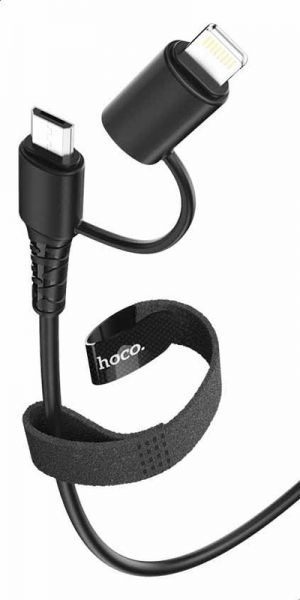 Hoco X54 2in1 kábel (microUSB + lightning), 1M, 2.4A, fekete