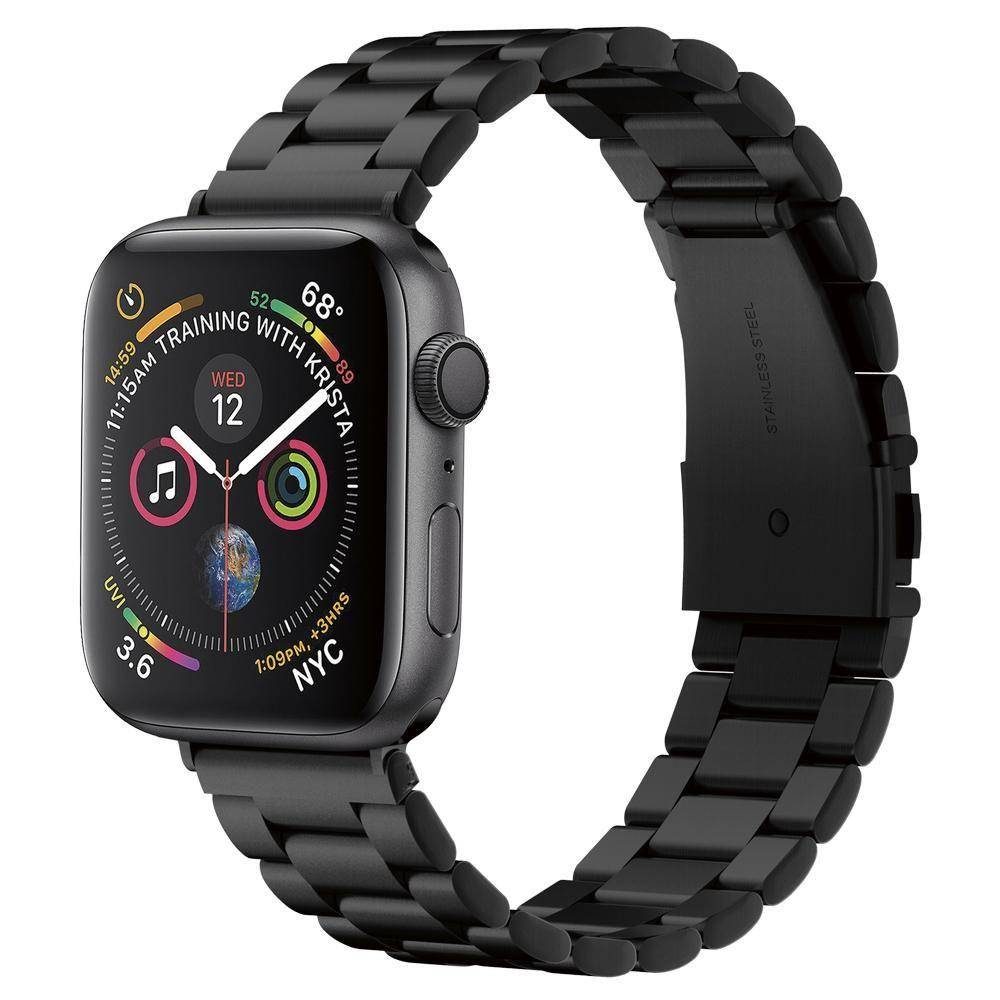 Apple Watch Series 1/2/3/4/5/6(42/44mm) Spigen modern fit rozsdamentes acél szíj, fekete