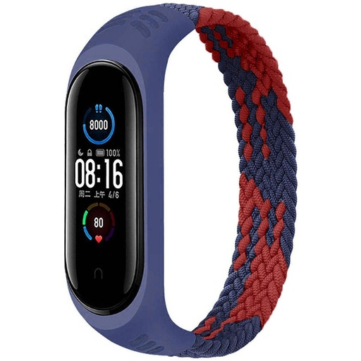 Xiaomi Mi Band 3/4/5/6 nylon szíj, tengerkék/piros