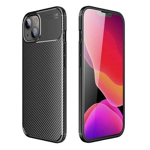 Apple iPhone 13 Mini carbon fiber szilikon hátlap tok (Fekete)