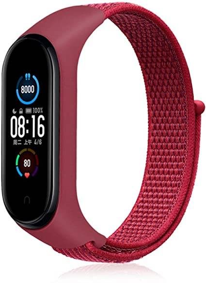 Xiaomi Mi Band 3/4/5/6 nylon szíj, bordó
