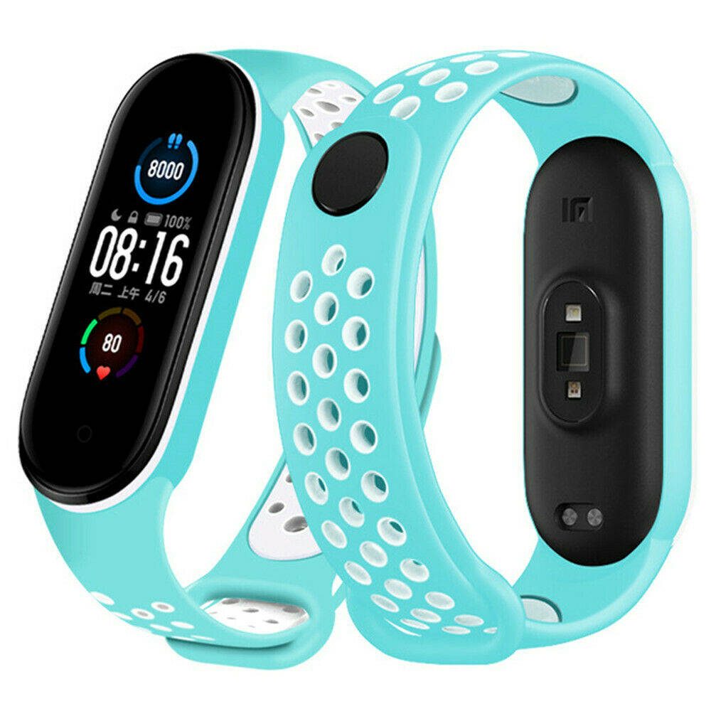 Xiaomi Mi Band 3/4/5/6 szilikon szíj, menta/fehér