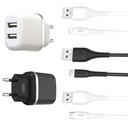 XO L69 2.4A töltő (Fehér) – dupla USB csatlakozó, micro USB kábellel