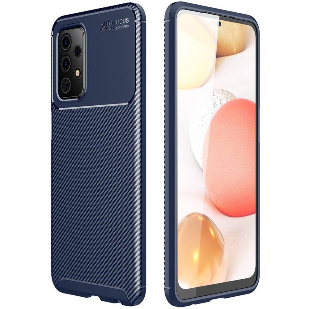 Samsung Galaxy A72 4G/A72 5G carbon fiber szilikon hátlap tok, (Kék)