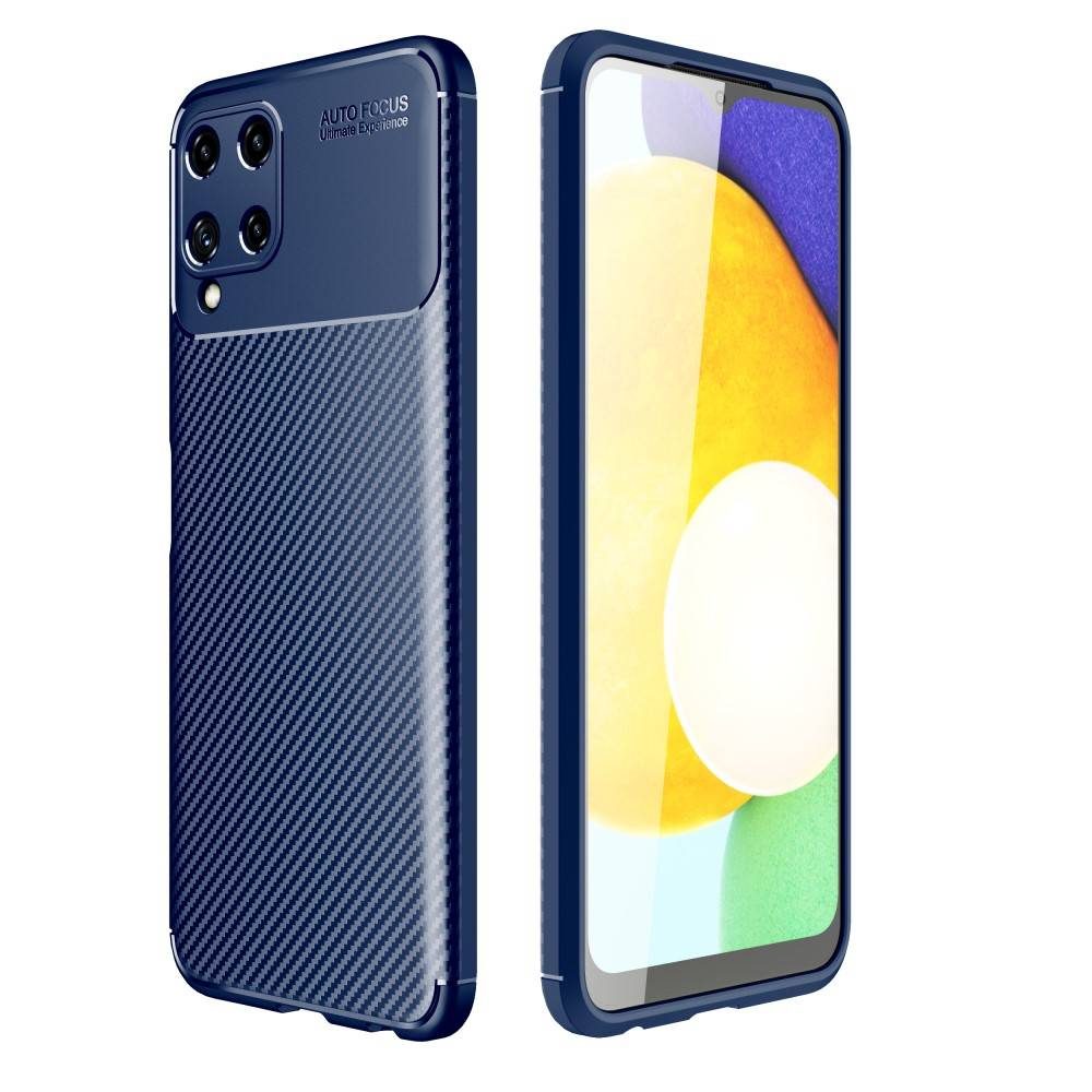 Samsung Galaxy A22 5G carbon fiber szilikon hátlap tok, (Kék)