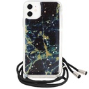 Apple iPhone 12/12 Pro nyakba akasztható glitter hátlap tok (Fekete)