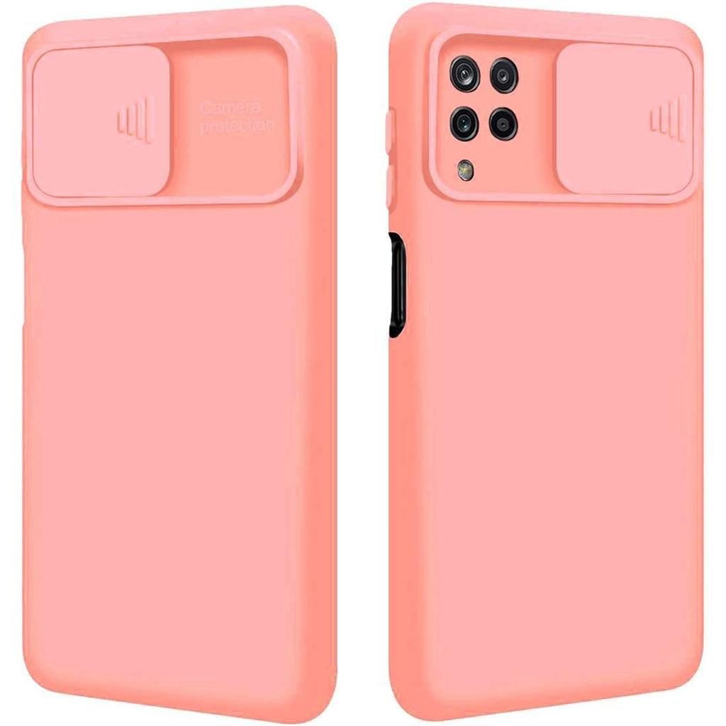 Samsung Galaxy A22 4G kamera védős szilikon hátlap tok, (barackvirág)
