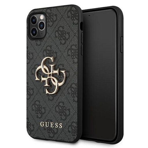 Apple iPhone 13 mini Guess PU 4G Metal Logo tok (Szürke) - GUHCP13S4GMGGR