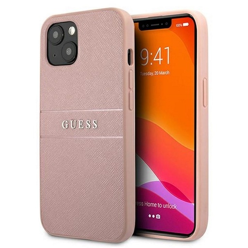 Apple iPhone 13 Guess PU Leather Saffiano tok (Rózsaszín) - GUHCP13MPSASBPI