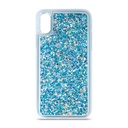 Samsung Galaxy A12 folyékony glitter hátlap tok (Kék)