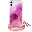 Apple iPhone 12/12 Pro nyakba akasztható glitter hátlap tok (Rózsaszín)