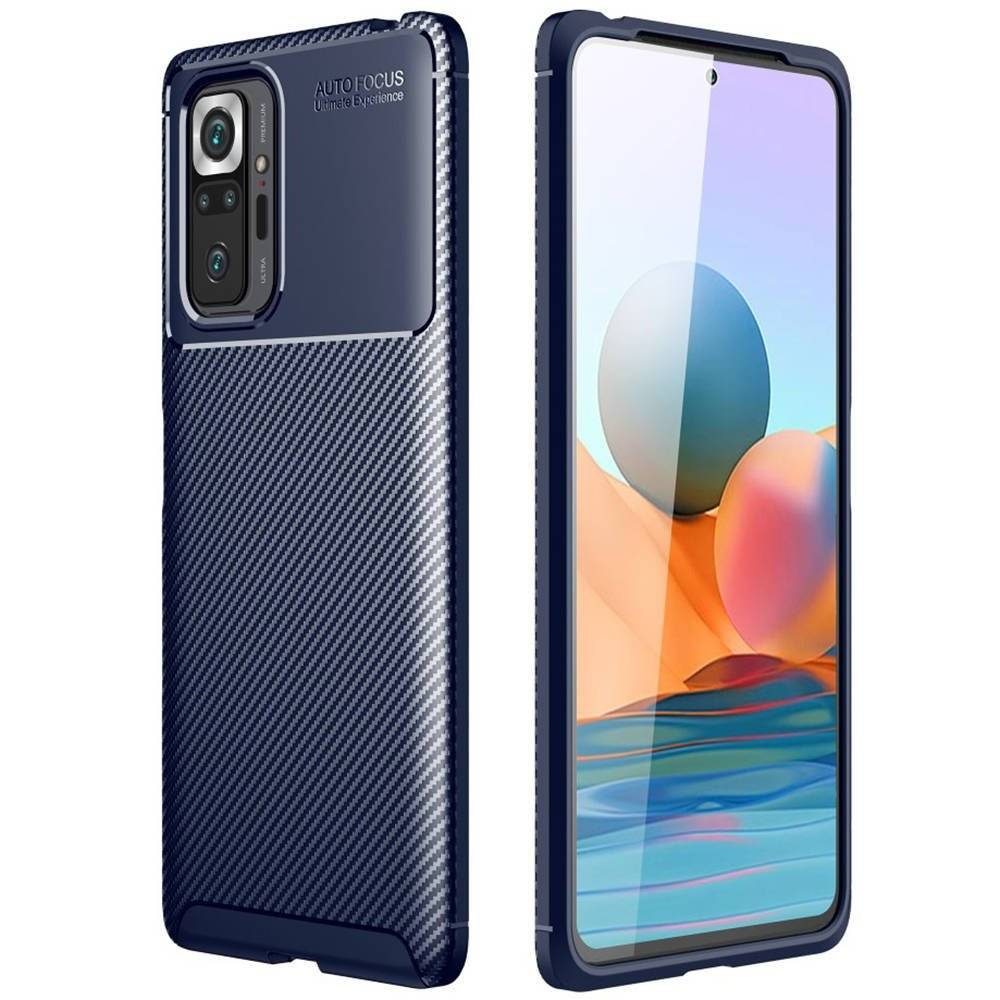 Xiaomi Redmi Note 10 4G/Redmi Note 10S carbon fiber szilikon hátlap tok, (Kék)