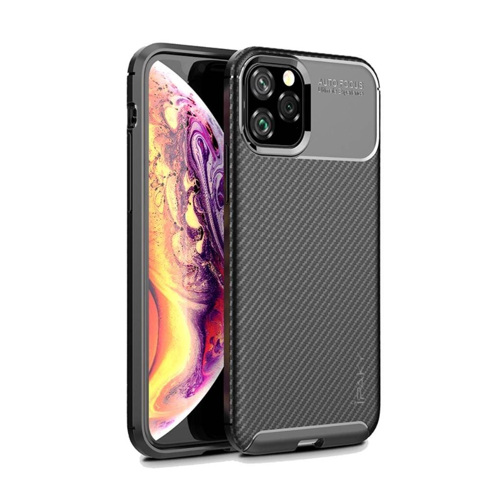 Apple iPhone 11 carbon fiber szilikon hátlap tok (Fekete)