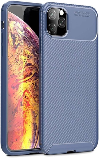 Apple iPhone 12/12 Pro carbon fiber szilikon hátlap tok (Kék)