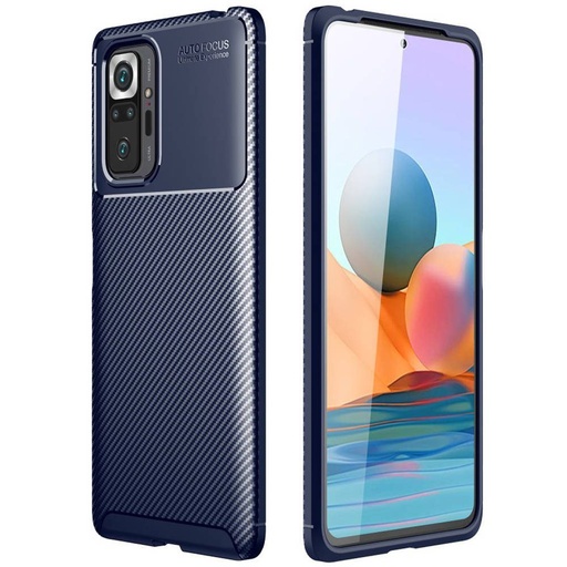 Xiaomi Redmi Note 10 Pro/Redmi Note 10 Pro Max carbon fiber szilikon hátlap tok, (Kék)