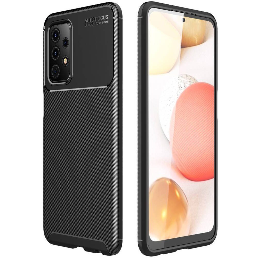 Samsung Galaxy A52 4G/A52 5G/A52s 5G carbon fiber szilikon hátlap tok (Fekete)
