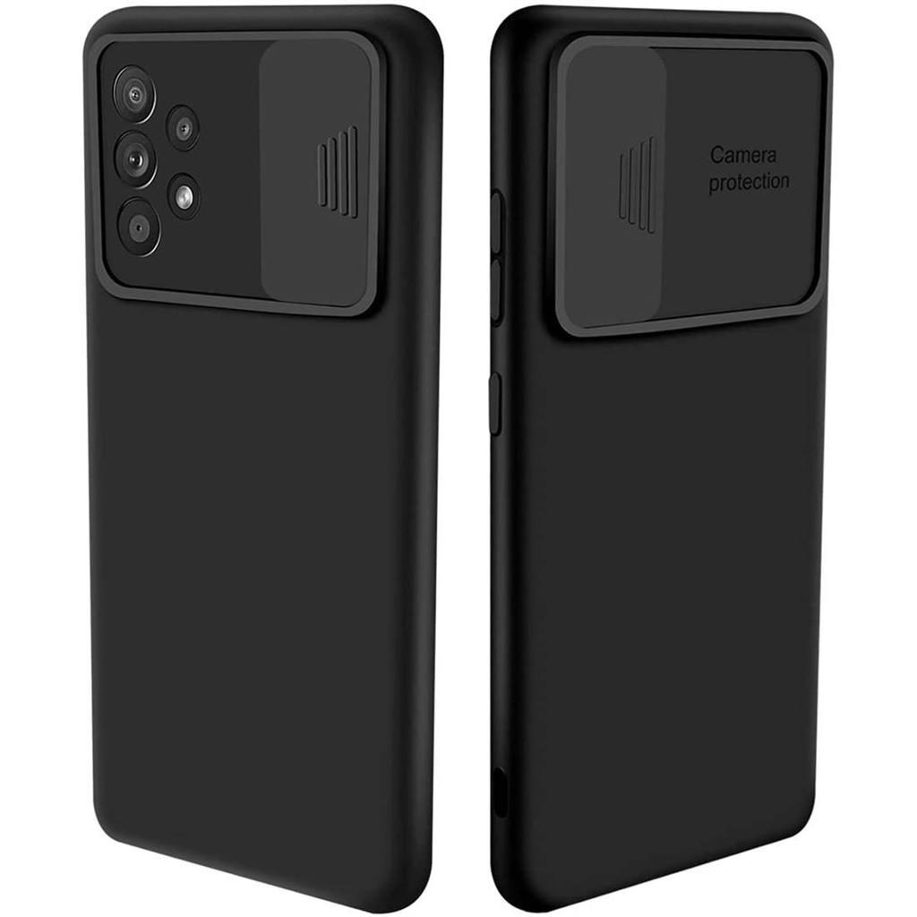 Samsung Galaxy A72 4G/A72 5G kamera védős szilikon hátlap tok, (Fekete)