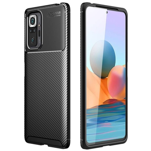 Xiaomi Redmi Note 10 4G/Redmi Note 10S carbon fiber szilikon hátlap tok, (Fekete)