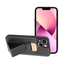 Apple iPhone 13 Mini bőr védőtok kihúzható állvánnyal, mágneses autós tartó kompatibilis (Fekete)