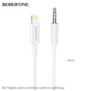 Borofone BL9 lightning elosztó (lightning töltő port+3,5mm jack aljzat), 1m, Lightning-3,5Jack átalakító, fehér