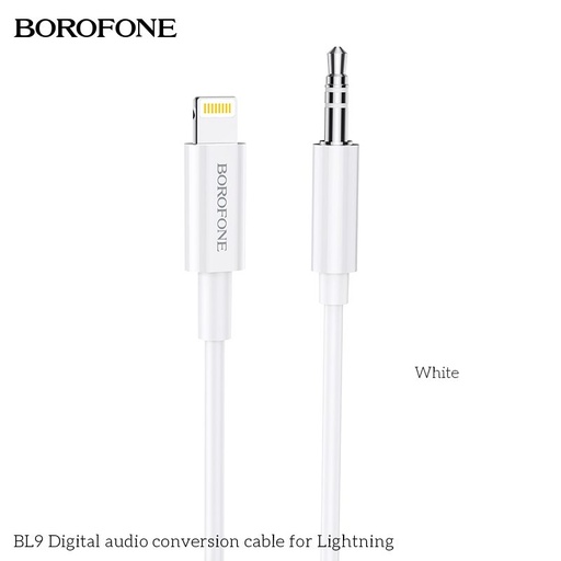 Borofone BL9 lightning elosztó (lightning töltő port+3,5mm jack aljzat), 1m, Lightning-3,5Jack átalakító, fehér