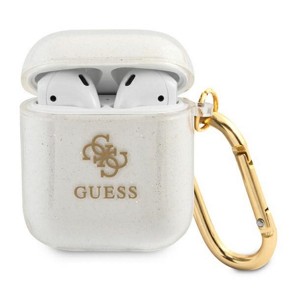 AirPods 1/2 Guess 4G TPU Glitter tok (Átlátszó) - GUA2UCG4GT