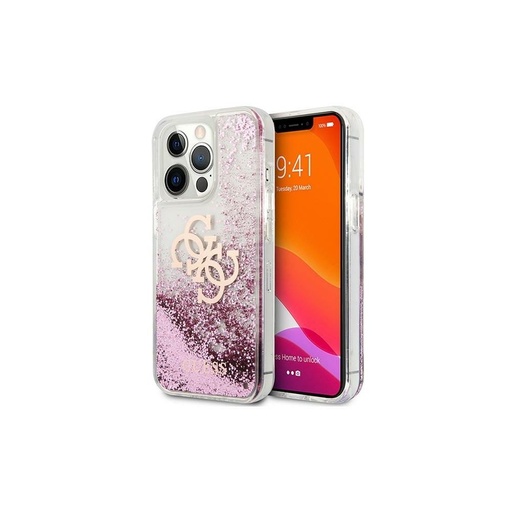 Apple iPhone 13 Pro Guess TPU Big 4G Liquid Glitter tok (Rózsaszín - Átlátszó) – GUHCP13LLG4GPI