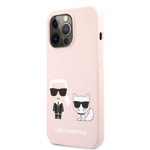 Apple iPhone 13 Pro Karl Lagerfeld Karl and Choupette Liquid Silicone tok (Rózsaszín - KLHCP13LSSKCI)